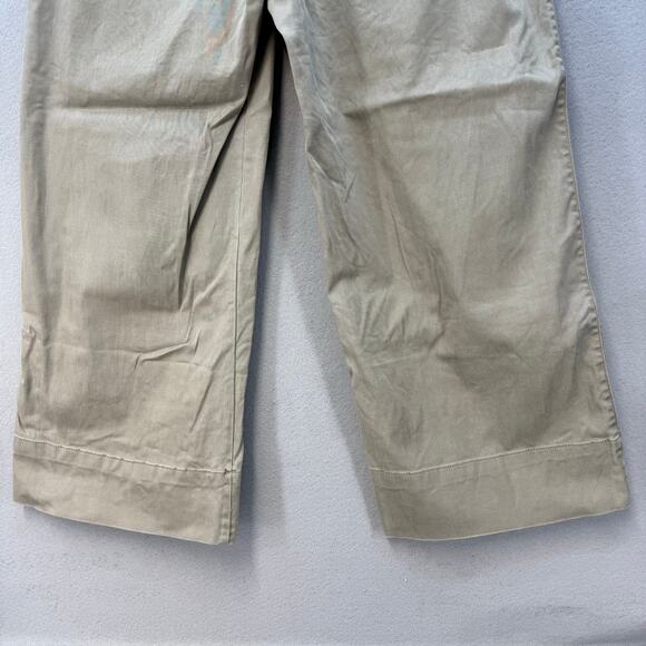 Joie Khaki Pant Womens 8 Tan Wide Leg Patch Pockets Business Casual Flat Front - Picture 5 of 13